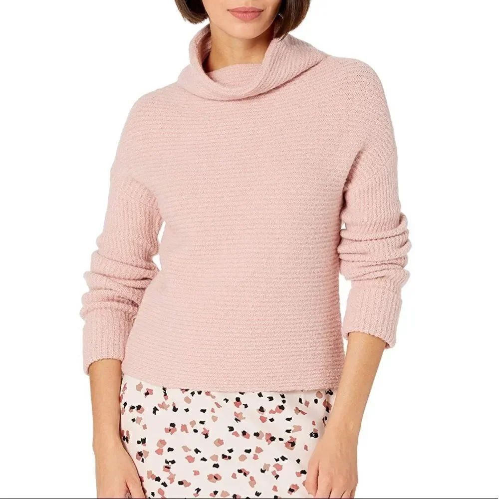 Mock Neck Wool Blend Pink Pullover Sweater XS